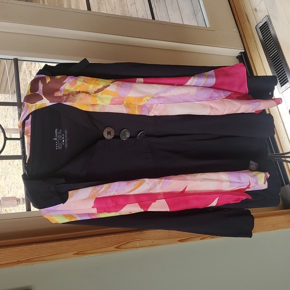 Vince Camuto 70"x17" Multicolored Bold Pink and Yellow 100% Silk Scarf - Picture 3 of 7